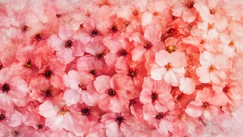 Dense Pink Floral Arrangement with Multi-Tonal Petals and Dark Stamens