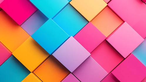 Interlocking colored cubes form diagonal geometric grid pattern