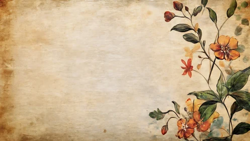 Soft vintage flowers bloom gently along a warm paper edge