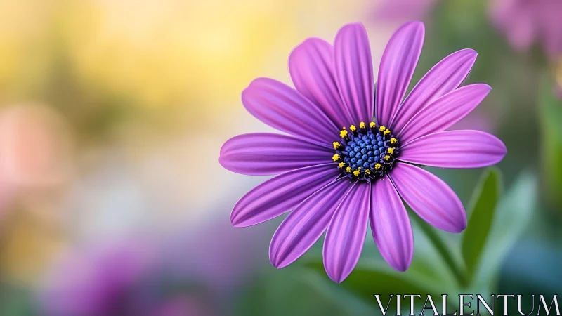 Purple Daisy with Vibrant Blue Disc Center.