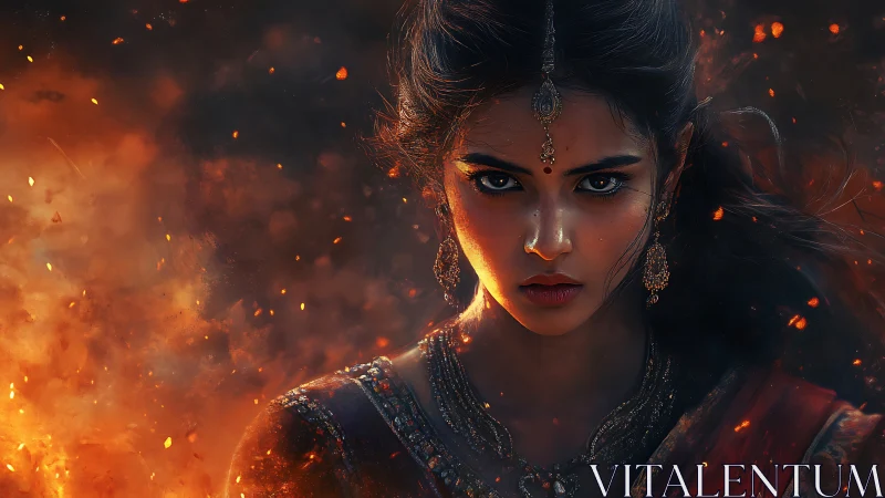 Fire-eyed warrior goddess walks straight out of the embers