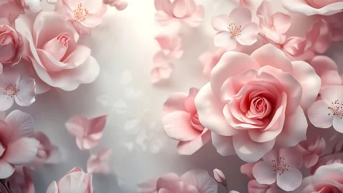 Pink Roses and Cherry Blossoms Arrangement