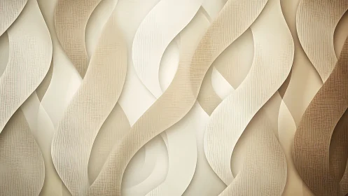 Layered beige wave pattern with woven curved ribbons.