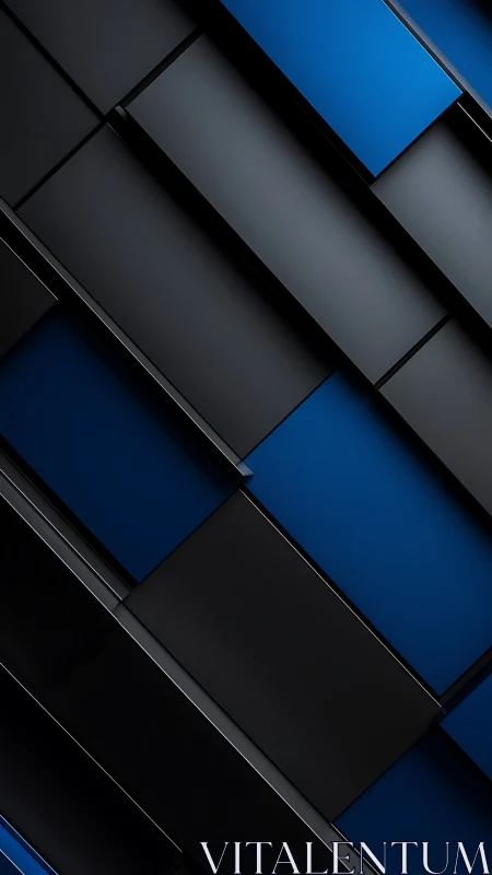 Layered blue and black panels form sleek geometric depth.