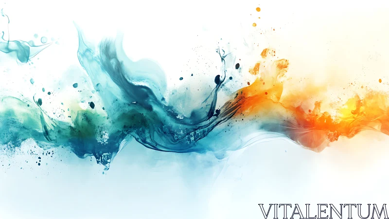 Fluid color wave merges cool cyan with vivid orange light