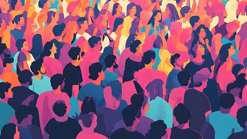 Colorful crowd mosaic filled with warm, lively connections.