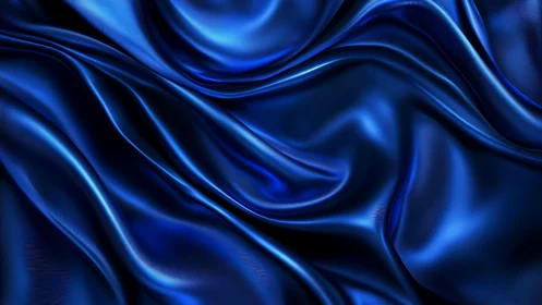 Folded deep blue satin fabric with reflective highlights.