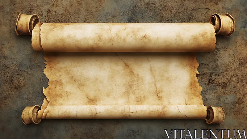 Weathered scroll of unwritten legends on stone wall.