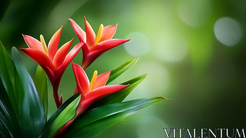 Tropical Heliconia Blooms in Vibrant Red Splendor.