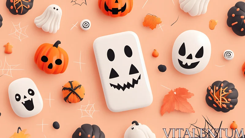 Playful Halloween ghosts and pumpkins brighten a soft scene