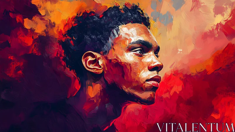 Expressive side-profile portrait uses impasto strokes and warm palette