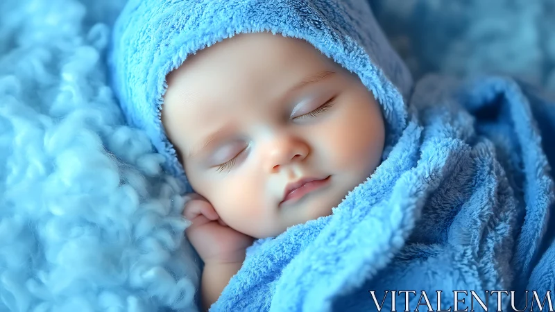 Sapphire Slumber: A Swaddled Soul's Dreamland Cocoon.