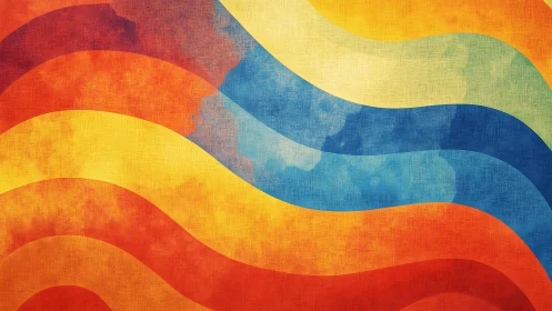 Sunlit color waves drift across a retro-textured horizon.