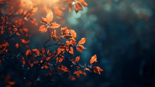 Autumn Leaves in Soft Sunlight, Dreamy Nature Photography.