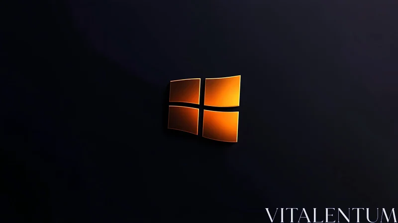 Golden glass window emblem glows on deep matte gradient field