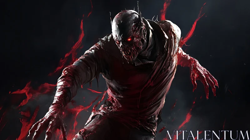 Demonic predator lunges through bloodlit shadow void.