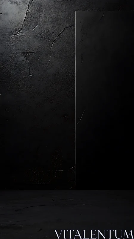 Dark textured wall meets flat shadowed panel in low light