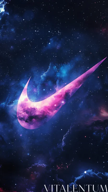Cosmic nebula swoosh arcs through star-sprinkled midnight sky.