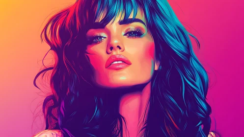 Bold neon portrait of confident woman in vibrant colors.