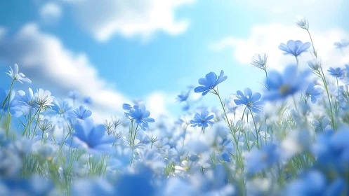 Blue Dreamfield: Where Sky Kisses Wildflowers.