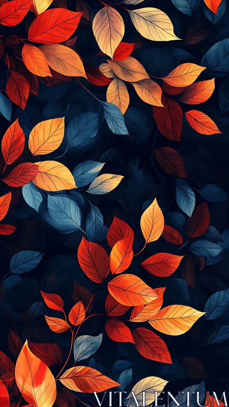 Chromatic foliage gradient on deep midnight botanical field.