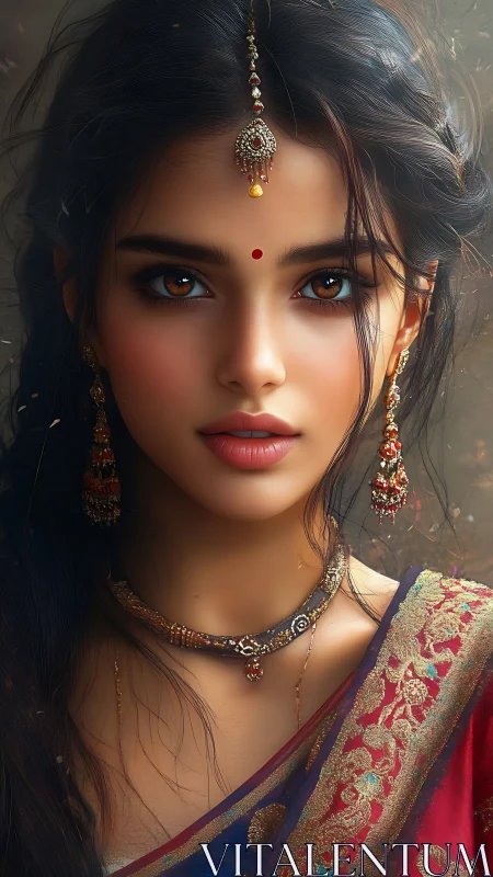Radiant South Asian portrait in ornate traditional finery.