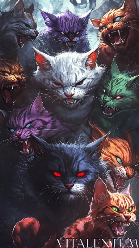 Mythical Cat Collective: Supernatural Felines in Digital Fantasy Art.