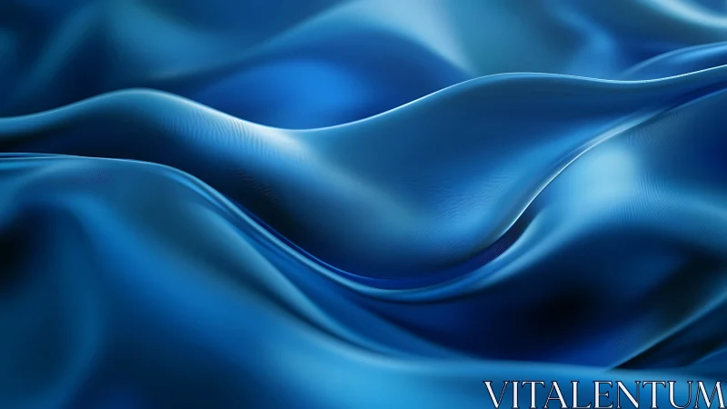 Fluid blue satin waves in abstract digital closeup.