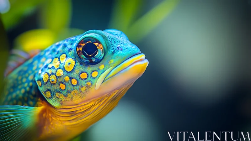 Tropical reef fish glows with iridescent cyan and gold scales.
