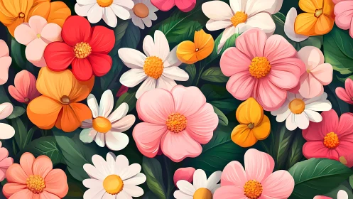 Layered botanical composition with varied flora specimens.