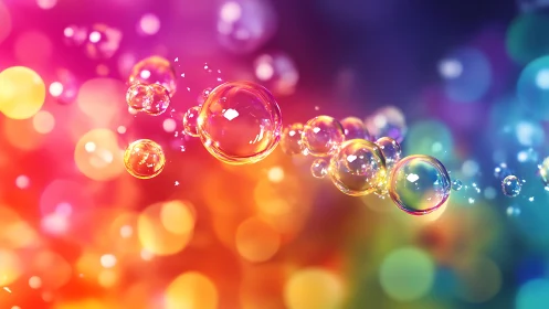 Luminous rainbow bubbles over vibrant bokeh spectrum.
