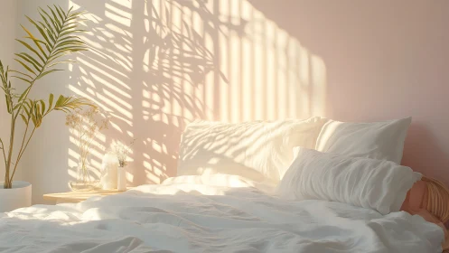 Soft morning light spilling across a calm cozy bedroom.