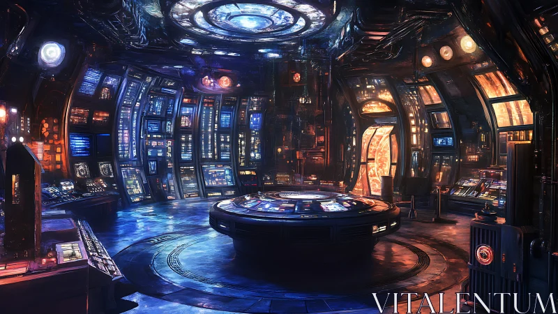 Glowing starship control room invites curious space travelers