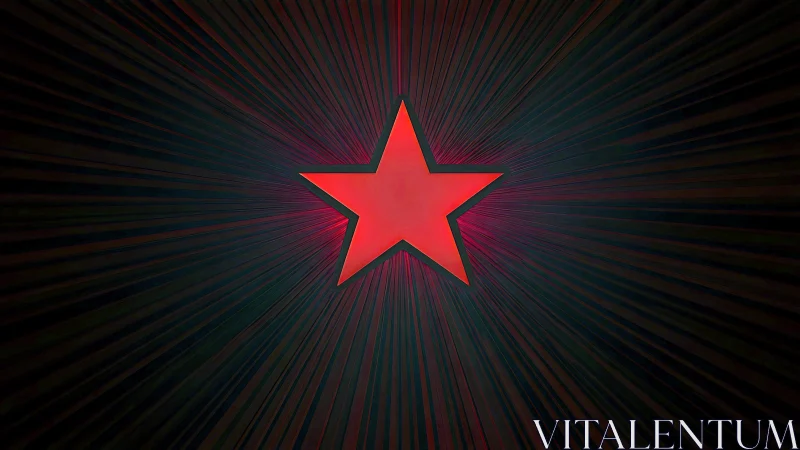 Radiant red star bursting through dark radial streaks.