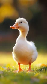White Domestic Waterfowl Specimen with Prominent Orange Facial Features Displaying High-Detail Feath