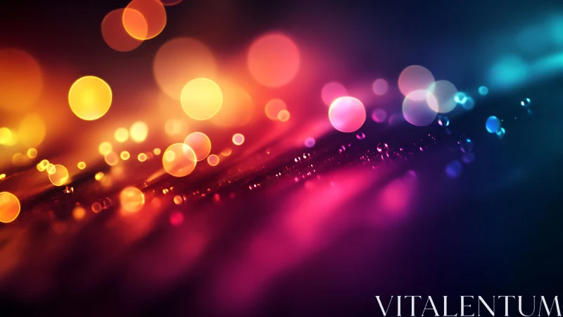 Vibrant abstract bokeh lights in colorful gradient background.