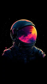 Neon voidwalker with cosmic sunset blazing in visor.