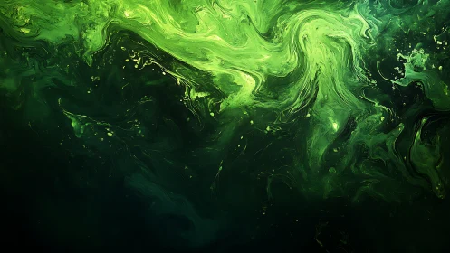 Emerald nebulae swirl like liquid forests in deep space