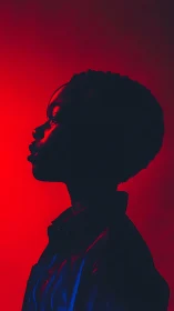 Silhouette Unbound: Afro Profile in Crimson Rebellion.