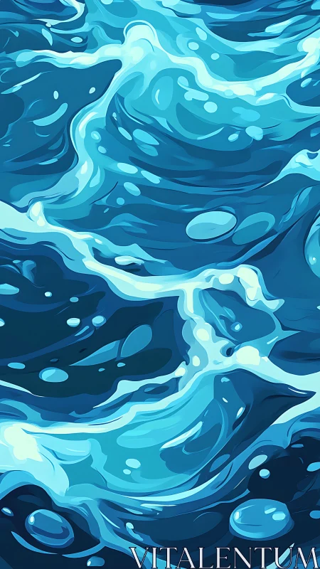 Digital illustration depicts stylized overlapping ocean waves