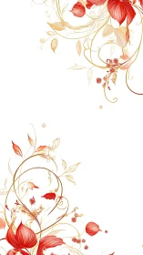 Crimson Blooms Dance Through Golden Vines.