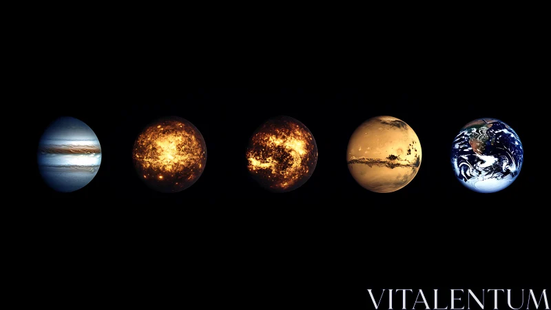 Aligned planetary spheres display varied atmospheric and surface states