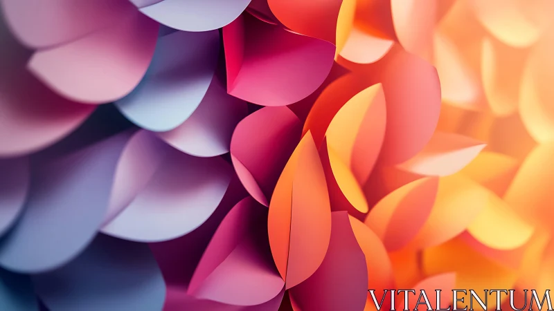 Layered abstract paper petals in warm gradient colors.