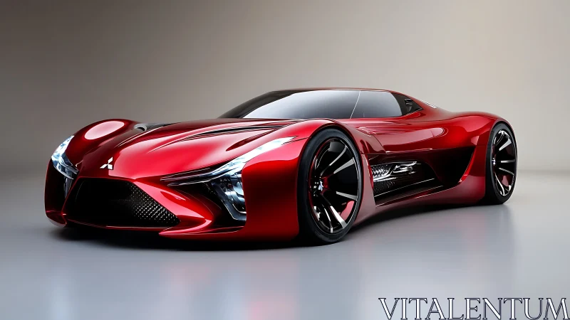 Aerodynamic red concept hypercar with reflective high-gloss body surfaces