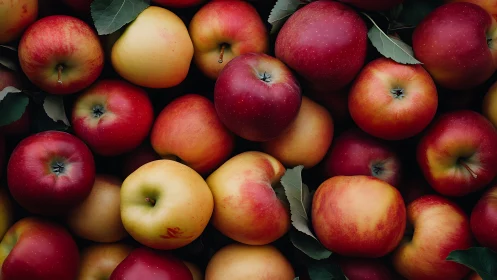 Harvest apples display rich red and gold orchard hues.