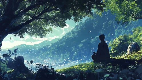 Quiet forest overlook where a lone dreamer meets the sky.