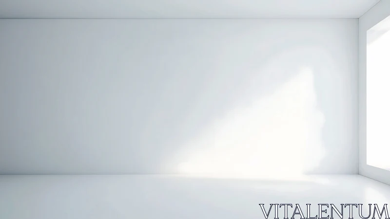 Minimal white room glows with soft natural window light