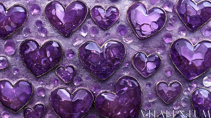 Purple Crystal Hearts on Textured Surface