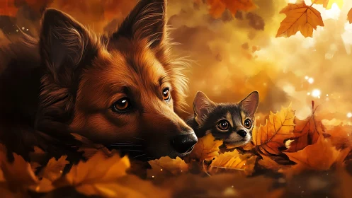 Autumn Wonder: A Dog and Kitten's Golden Adventure.