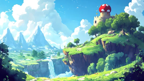 Fantasy Castle on Floating Island Kingdom.